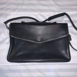 New Black Leather Coach Briefcase